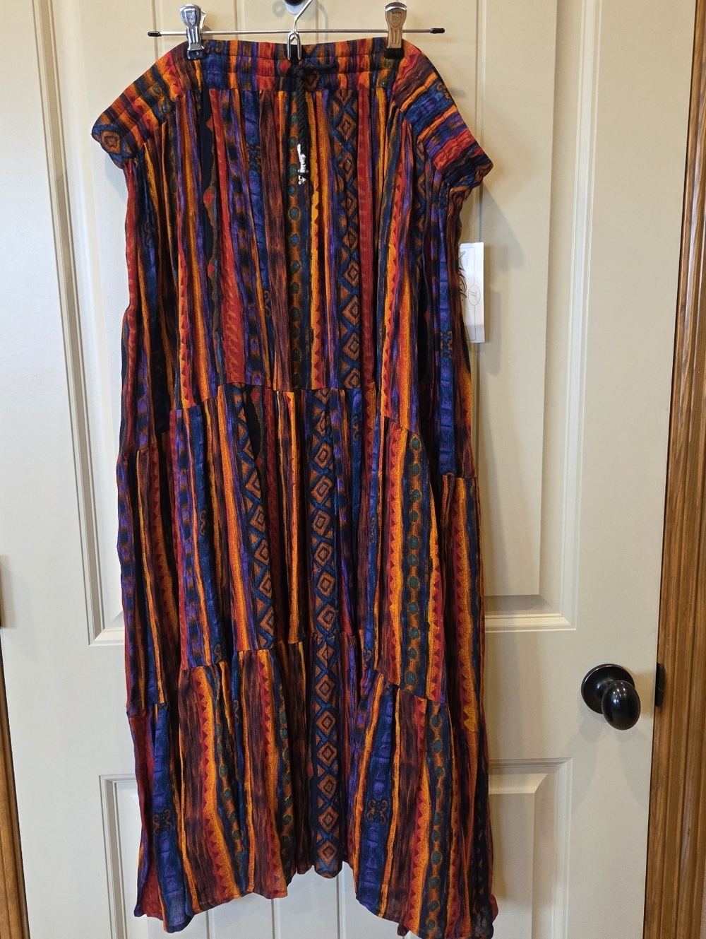 NWT Vintage 90s Worthington Boho Tiered Maxi Skirt Large Geometric Ikat Print - Picture 5 of 14
